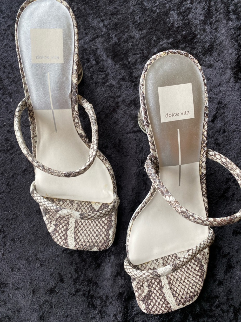 Dolce Vita Brown Snake-Print Strappy Heels